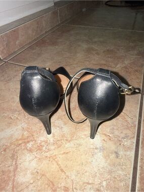 Black Ankle-Strap Stiletto Heels with Slim Heel